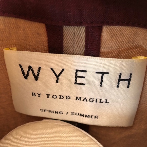 Wyeth by Todd Magill Military Jacket tan purple with buttons Ralph Lauren Anthro - Picture 8 of 8